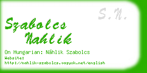 szabolcs nahlik business card